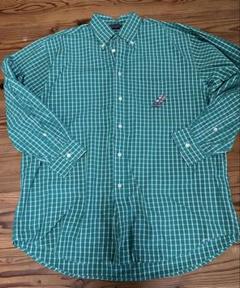 Nautica 緑 チェック柄 長袖シャツ L/G