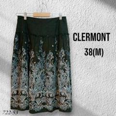 [CLERMONT]スカート(38) ひざ丈スカート フレア　花柄　Mサイズ