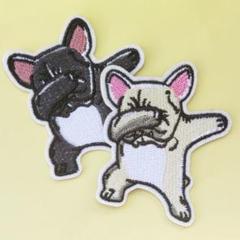 【2種セット】フレンチブルドッグ 犬 刺繍 アイロン ワッペンan-s30.31