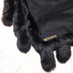 ロロピアーナLoro Pianaカシミヤ100%ラビットファーフリンジストール黒