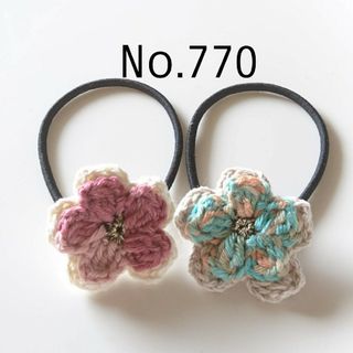 770 マーブルのお花ヘアゴム2個セット