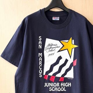 90s USA製古着　ヴィンテージ　ヘインズ　ロゴTシャツ　スター　星