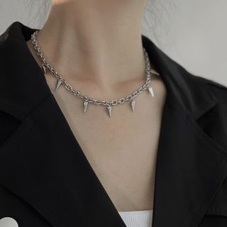 チェーンネックレス シルバー 棘 鎖 ロック パンク 韓国 ユニセックス