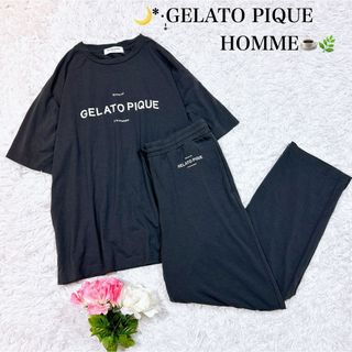 美品 ジェラートピケオム パジャマ ダークグレー ジェラピケオム シャツ&パンツ