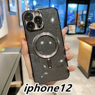 iphone12ケース磁気ワイヤレス充電 ブラック 