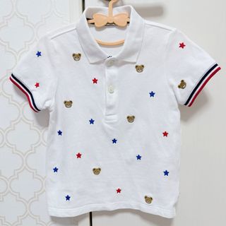 【 美品 】ミキハウス 白 プッチー ポロシャツ 半袖 100cm