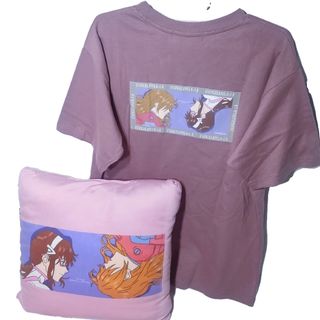 新品 2点セット Tシャツ XL クッション 背あて マリ アスカ エヴァ 映画