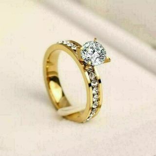 647 ゴールド リング ジルコニア czダイヤモンド 韓国 結婚式