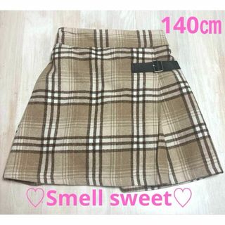 Smell sweet チェック柄スカート ベージュ 140㎝ キッズ 子供服